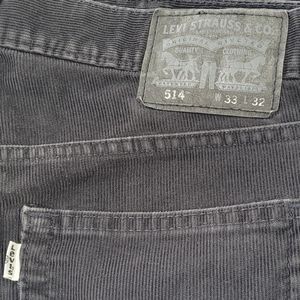 Vintage Levi's 514 White Tab Corduroy Regular Straight Pants Black 33 x 32
